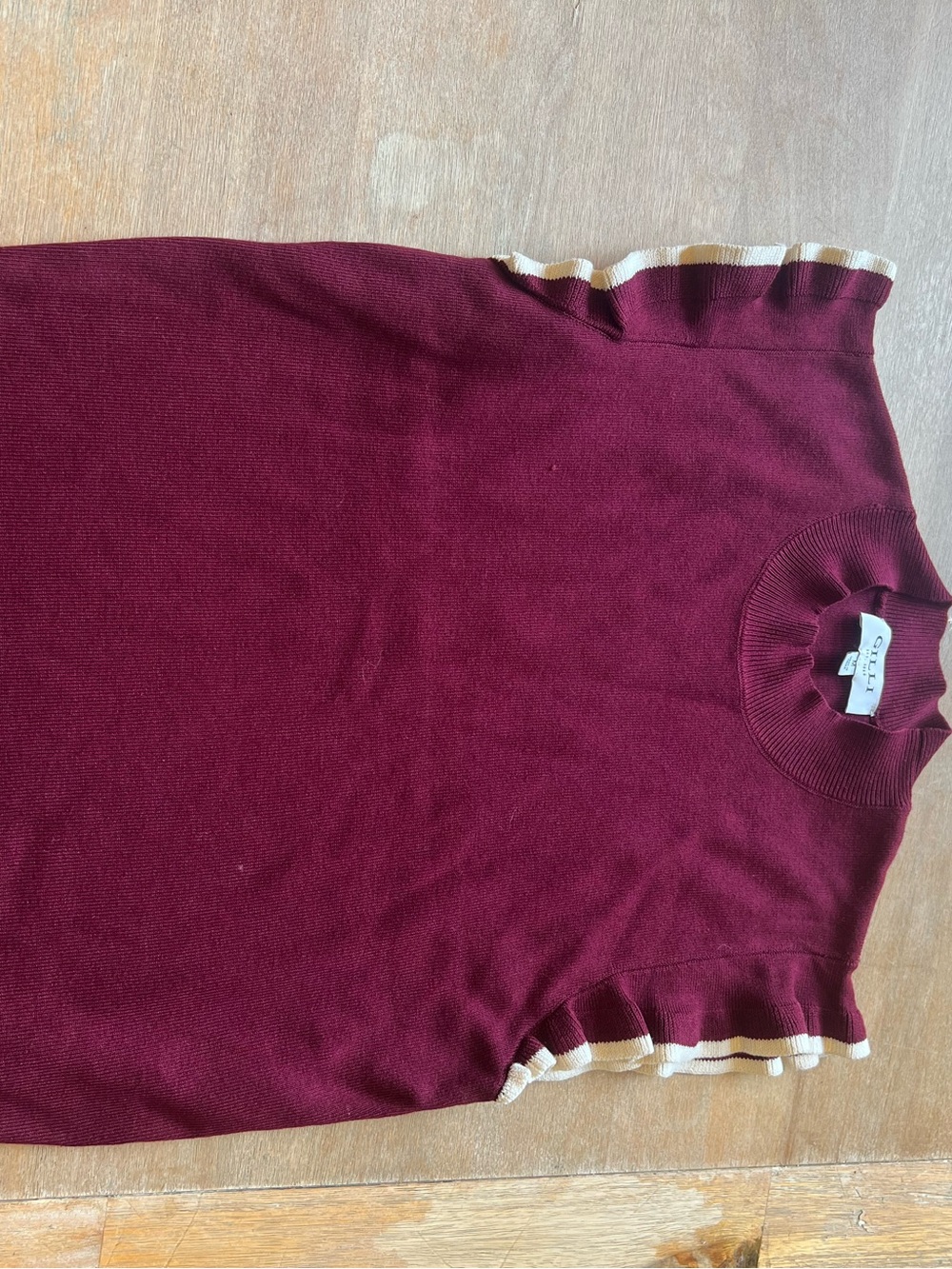 Gilli Burgundy Sweater with Cream Trim